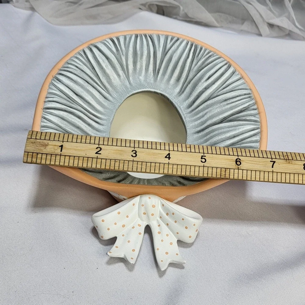 Handmade Pocket Planter Vase Prairie Bonnet Ribbon Hat Ceramic Pottery Home Deco